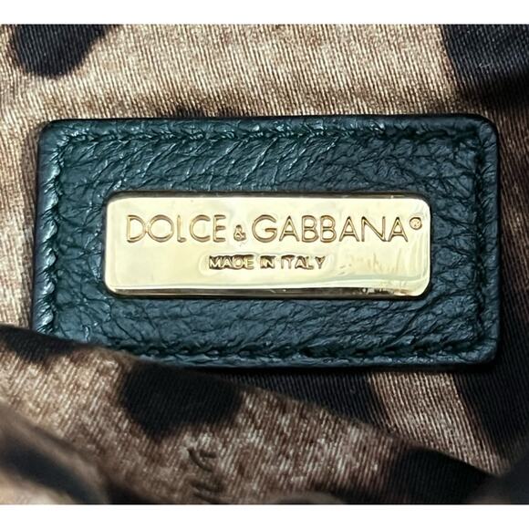 Dolce and Gabanna Fold Over Pebbled Leather Dark Green - Picture 13 of 13